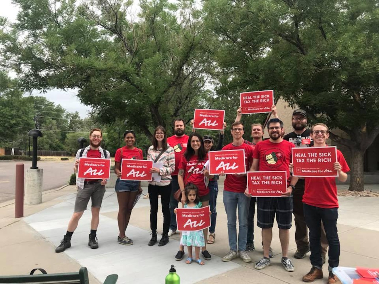 Denver DSA members demonstrating for Medicare 4 All