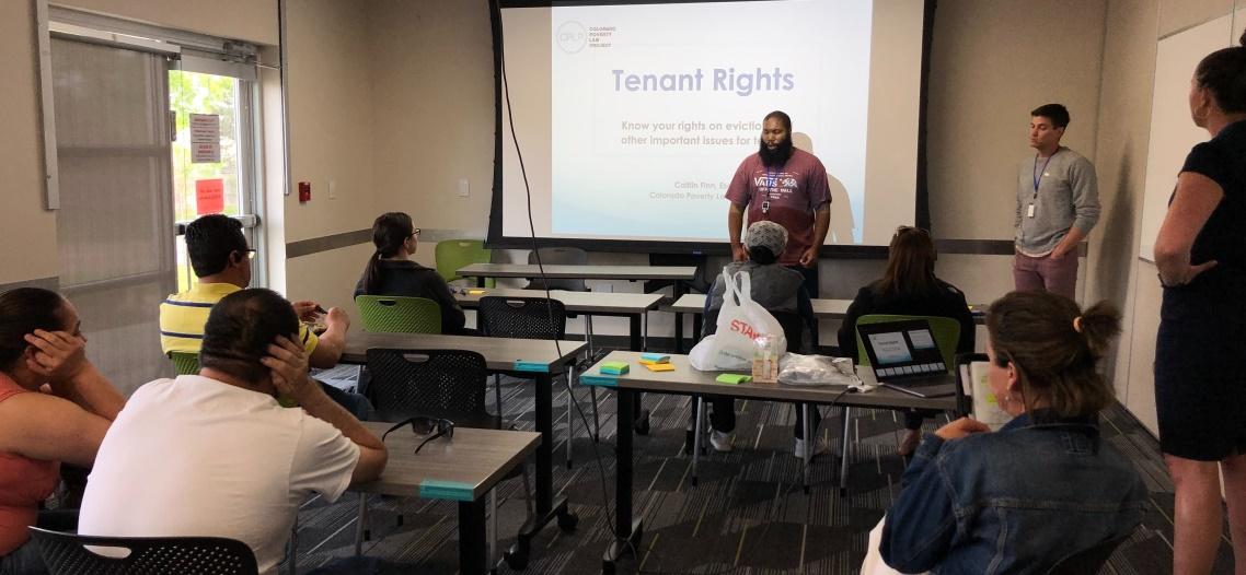 Housing Justice Committee (formerly Mutual Aid Committee) holding a bilingual 'Know Your Rights' workshop