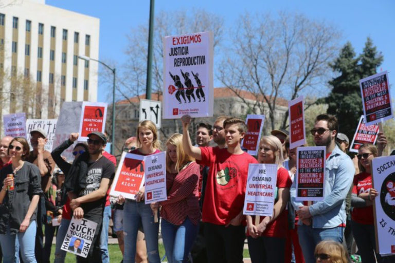 DSA members rally at the capitol for Medicare For All 